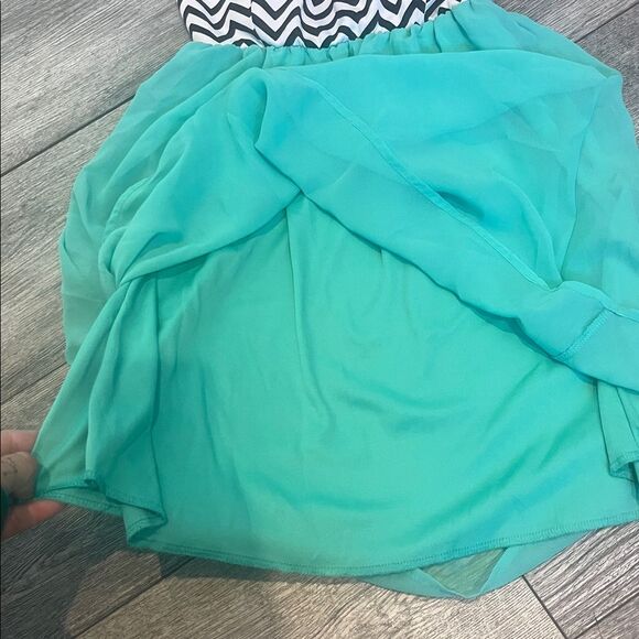 Cantata Black and White Striped Tube Top Sleeveless Dress W/ Blue Bottom Womens - Picture 5 of 5